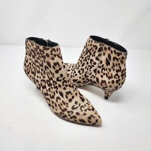 Sam Edelman Cheetah Print Cow Hair Kitten Heel Pointed Toe Ankle Boots Size 6.5